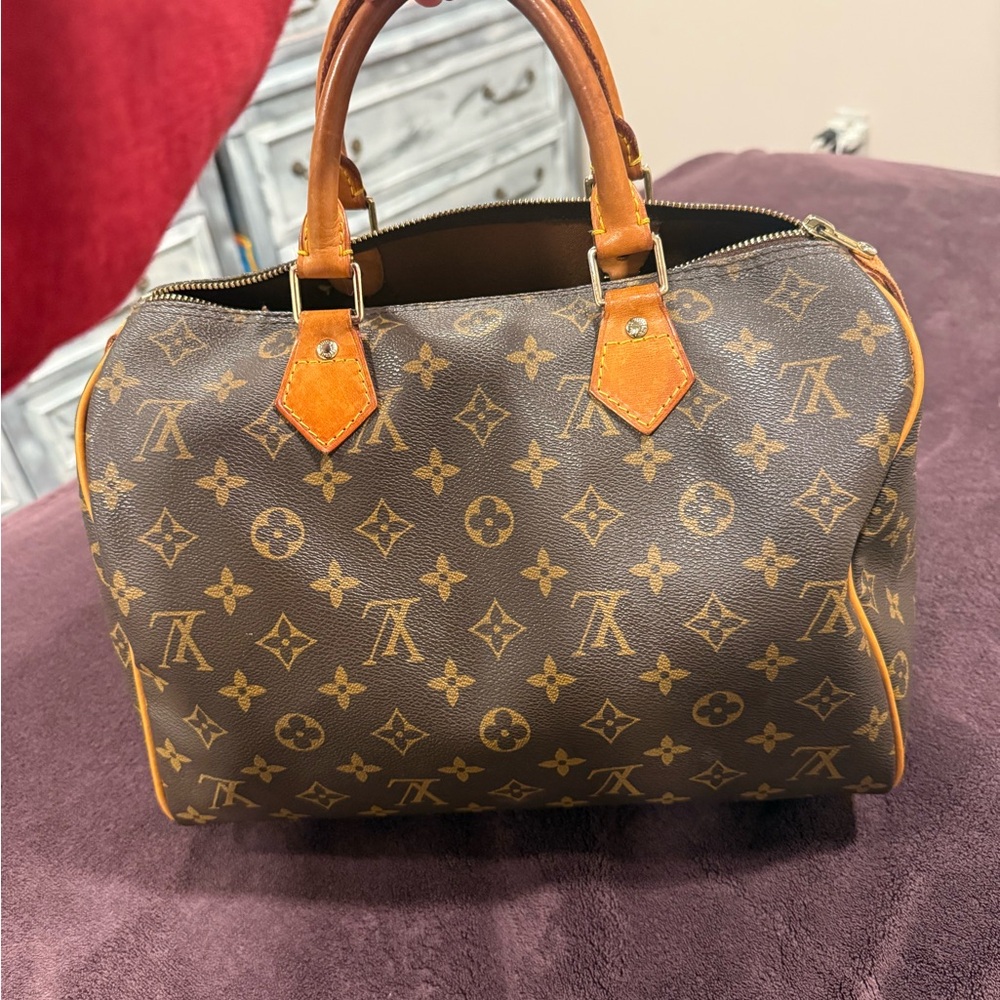 Louis Vuitton Monogram Satchel with Tan Accents